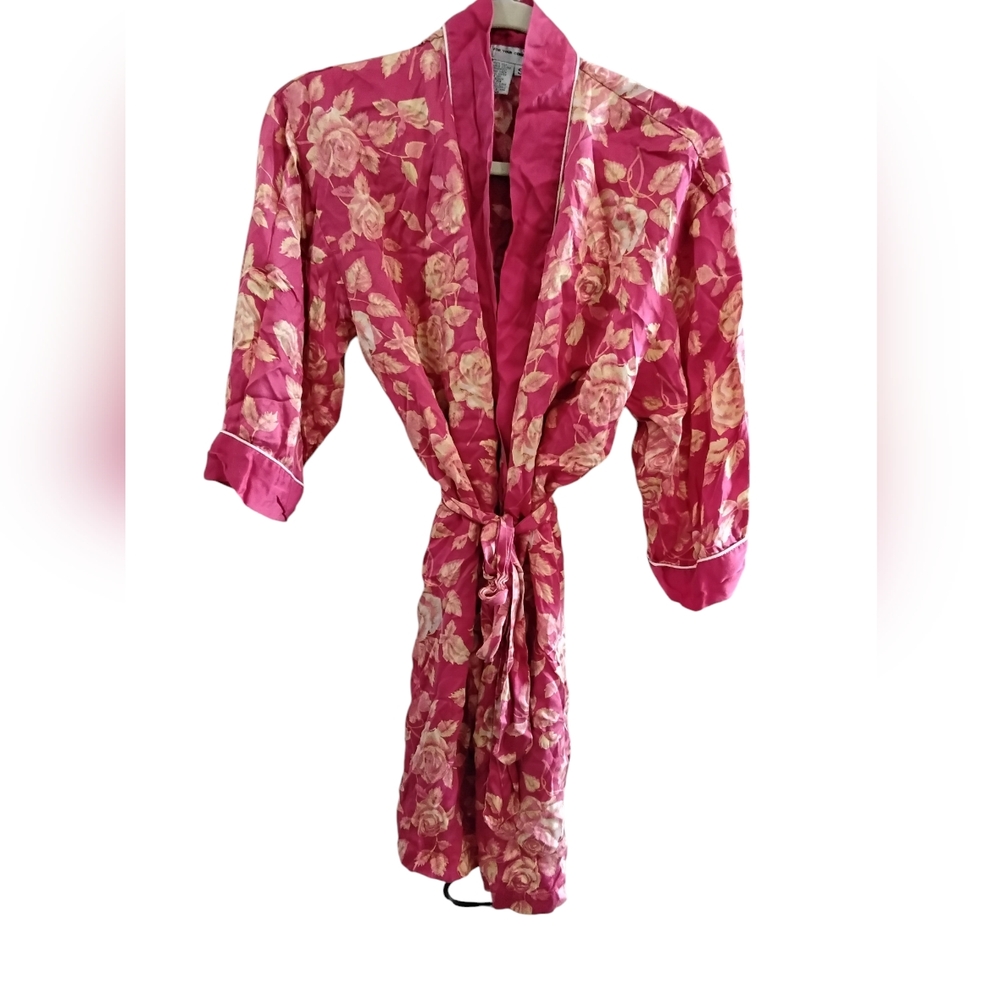For Your Comfort Silk Robe Womens Small Cottagecore Coquette 90s Boho Fairycore